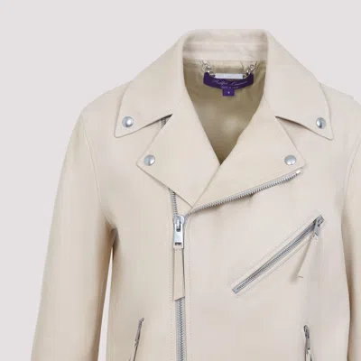 Ralph Lauren Leather Jacket Adjustable Straps In Neutral