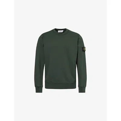 Stone Island Mens Juniper Brand-patch Crewneck Cotton-jersey Sweatshirt In Green