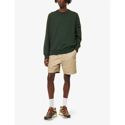 Stone Island Mens Juniper Brand-patch Crewneck Cotton-jersey Sweatshirt In Green