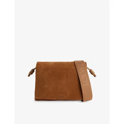 Loewe Mens Tobacco Flamenco Suede Satchel Bag