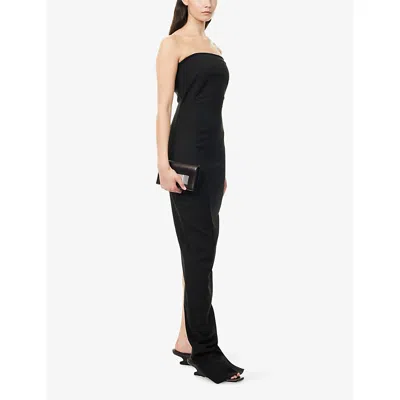 Rick Owens Womens Black Bustier Split Cotton-blend Gown