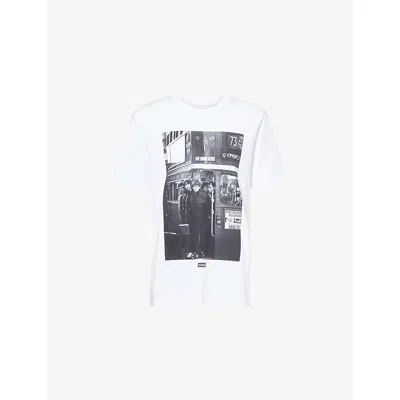 Oasis Mens White  Back Of The Bus Relaxed-fit Cotton T-shirt