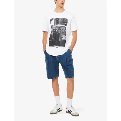 Oasis Mens White  Back Of The Bus Relaxed-fit Cotton T-shirt