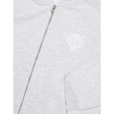 The Couture Club Greymarl Applique-logo Relaxed-fit Cotton-blend Hoody 1-9 In White