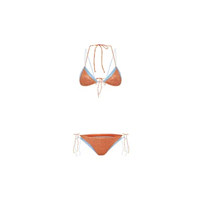 Oseree Womens Crystal - Orange Lumière Bi-colour Double Kini Bikini Set