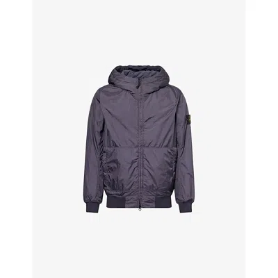 Stone Island Mens Dark Blue Crinkle Logo-patch Padded Shell Jacket In Blue