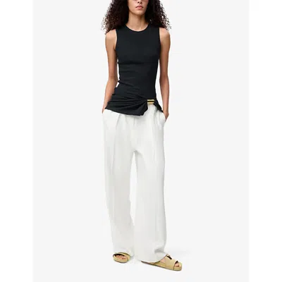 Loewe Womens White Mid-rise Straight-leg Stretch-jersey Trousers