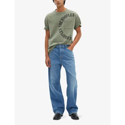 The Kooples Mens Kaki Logo-print Short-sleeve Cotton T-shirt Xl In Green