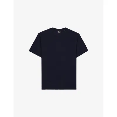 The Kooples Mens Navy Crewneck Regular-fit Short-sleeve Cotton T-shirt In Blue