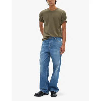 The Kooples Mens Kaki Crewneck Regular-fit Short-sleeve Cotton T-shirt Xl In Green