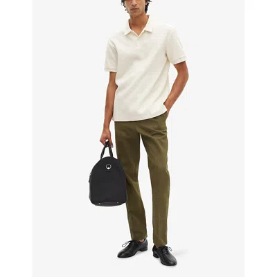 The Kooples Mens Ecru Logo-embroidered Short-sleeve Cotton Polo In Neutral