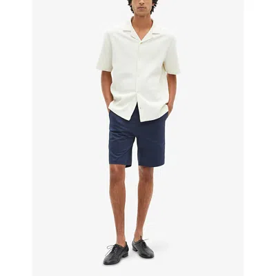 The Kooples Mens Ecru Camp-collar Waffle-textured Cotton Shirt In White