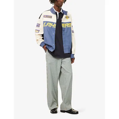 New Era Mens Multi La Lakers Embroidered-patch Cotton Jacket Xl In Blue