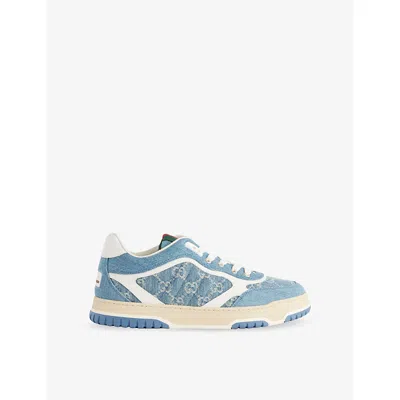 Gucci Denim Fabric Sneakers With Monogram Pattern