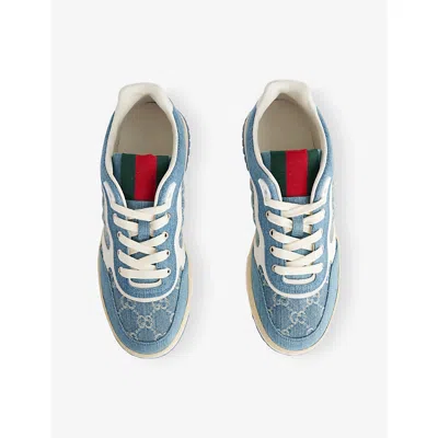 Gucci Denim Fabric Sneakers With Monogram Pattern