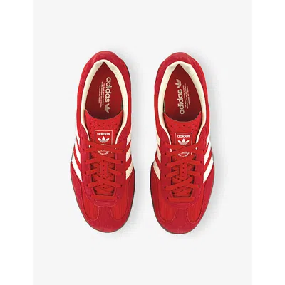 Adidas Originals Womens Red Better Scarlet Cream Gazelle Indoor Pinstriped Satin And Suede Low-top Trainers