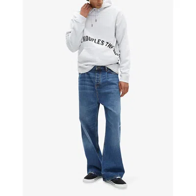 The Kooples Mens Light Grey Logo-print Regular-fit Cotton Hoody In White