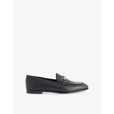 Gucci Polished Black Leather Loafers With Gold-tone Hardware