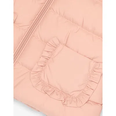 Moncler Rose Onica Ruffled-trim Shell-down Jacket 3 Months - 3 Year In Pink