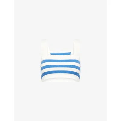 Posse Womens Blue Stripe Ari Stripe Knitted Crop Top In Blue
