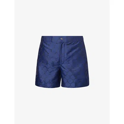Che Mens Navy Diera Jacquard Tailored Swim Shorts In Blue