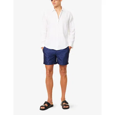 Che Mens Navy Diera Jacquard Tailored Swim Shorts In Blue
