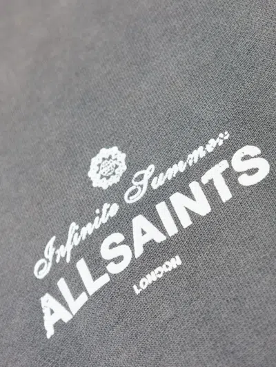 Allsaints Mens Washed Black Soleil Graphic-print Crewneck Cotton Sweatshirt In Gray