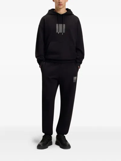 Hugo Boss Mens Hugo Logo-print Regular-fit Cotton Jogging Bottoms In Black