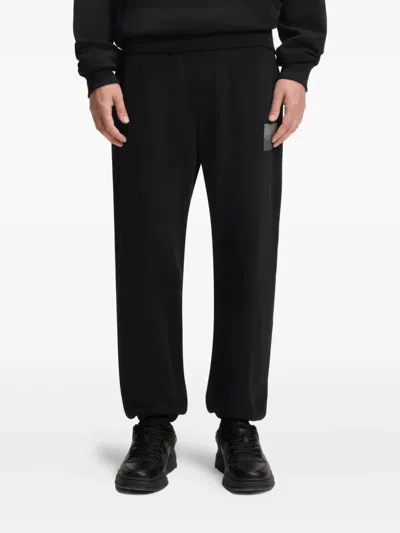 Hugo Boss Mens Hugo Logo-print Regular-fit Cotton Jogging Bottoms In Black