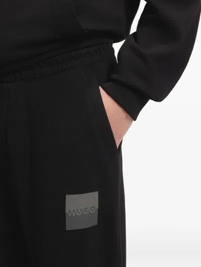Hugo Boss Mens Hugo Logo-print Regular-fit Cotton Jogging Bottoms In Black