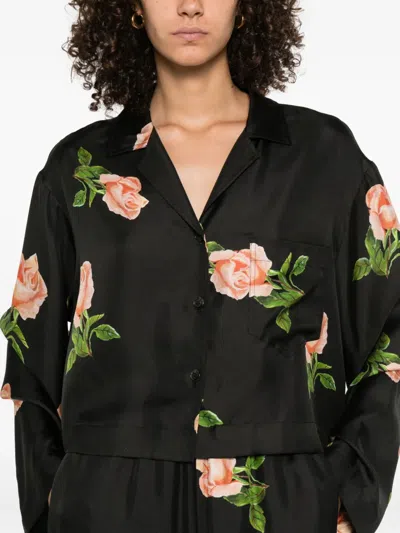 Nanushka Vally Rose-print Long-sleeve Shirt In Multi