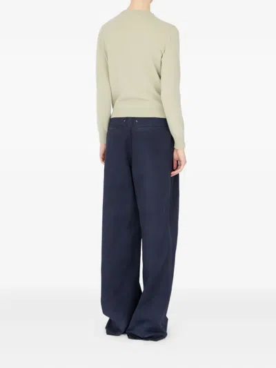 Maison Margiela Wool Buttoned Crew Neck Cardigan In Green