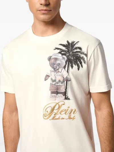 Philipp Plein Teddy Bear-print Logo-embroidered T-shirt In White