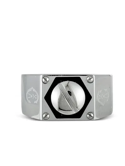 Pre-owned Charriol Logo-engraved Ring In Gray