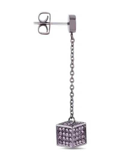 Pre-owned Calvin Klein Vintage Crystal-embellished Earrings In Silver