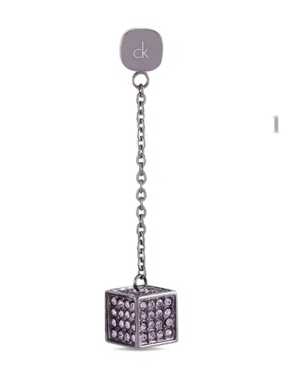 Pre-owned Calvin Klein Vintage Crystal-embellished Earrings In Silver