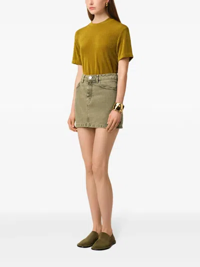 Ami Alexandre Mattiussi Green Cotton Mini Skirt Green In Green
