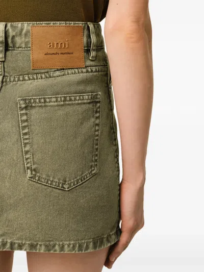 Ami Alexandre Mattiussi Green Cotton Mini Skirt Green In Green