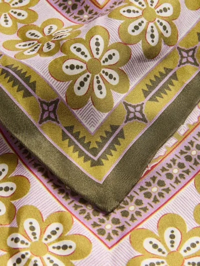 La Doublej Floral-print Silk Scarf In Brown