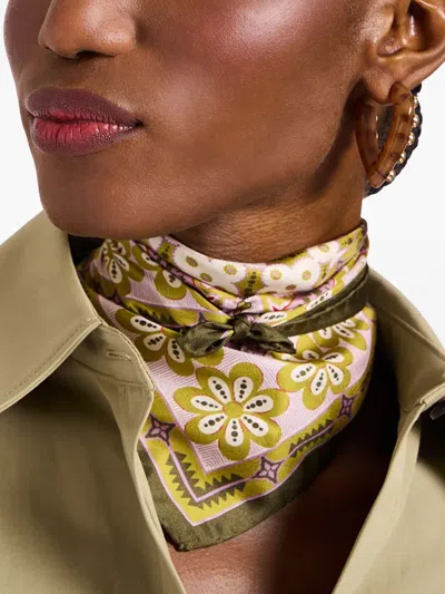 La Doublej Floral-print Silk Scarf In Brown