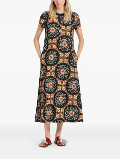 La Doublej La Double J Sporty Printed Cotton Midi Dress In Brown