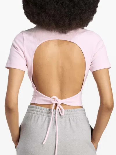 Adidas Originals Adidas Campus 2000 Back Cutout Rib Crop T-shirt In Pink