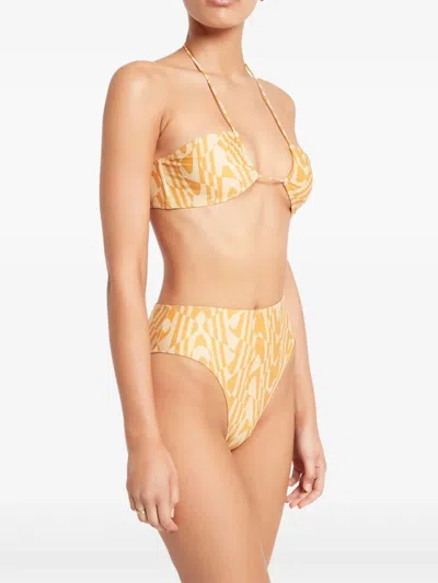 Faithfull The Brand Abstract-print Bikini In Yellow