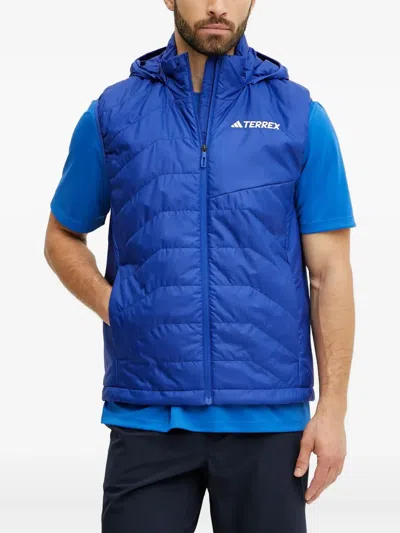 Adidas Originals Terrex Quilted Hooded Vest In Blue