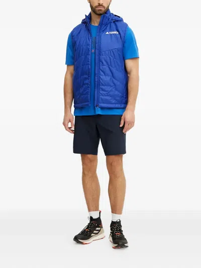 Adidas Originals Terrex Quilted Hooded Vest In Blue