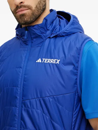 Adidas Originals Terrex Quilted Hooded Vest In Blue