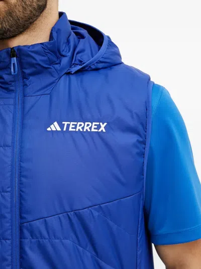 Adidas Originals Terrex Quilted Hooded Vest In Blue
