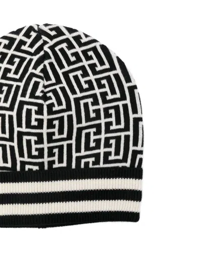 Balmain Monogram Beanie In Black