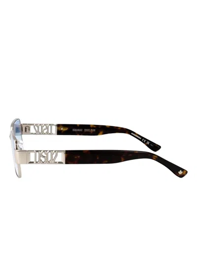 Dsquared2 Rectangle-frame Embellished Sunglasses In Metallic