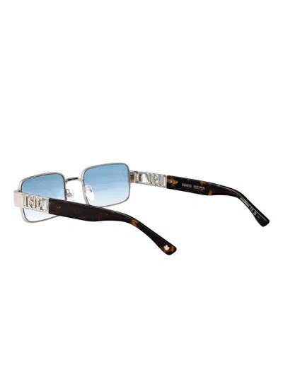 Dsquared2 Rectangle-frame Embellished Sunglasses In Metallic